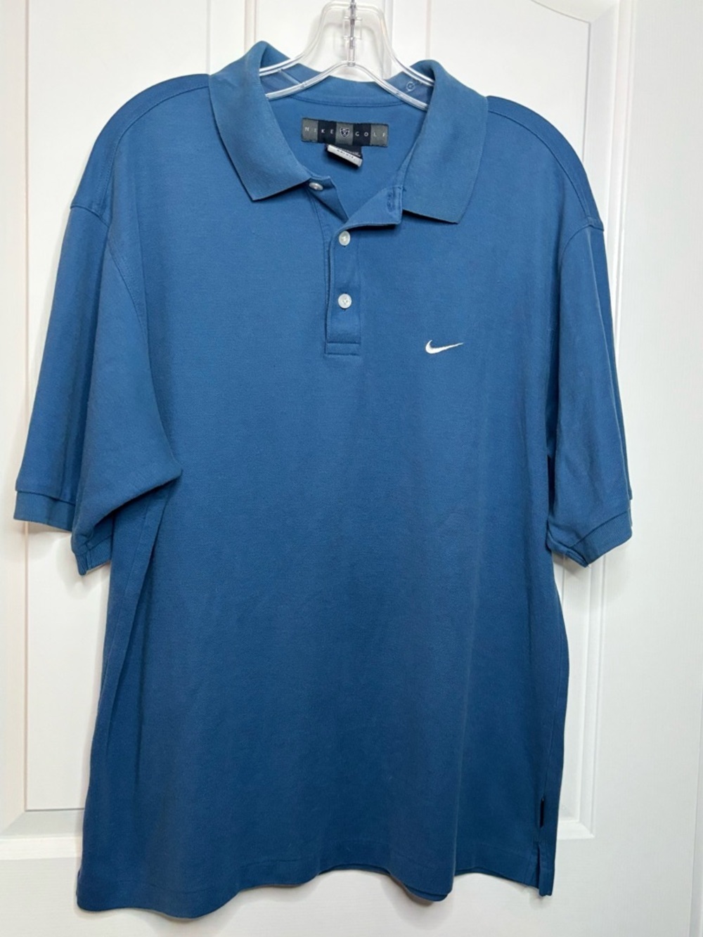 Nike Golf Men's Blue Pique Polo with Embroidered Swoosh size L